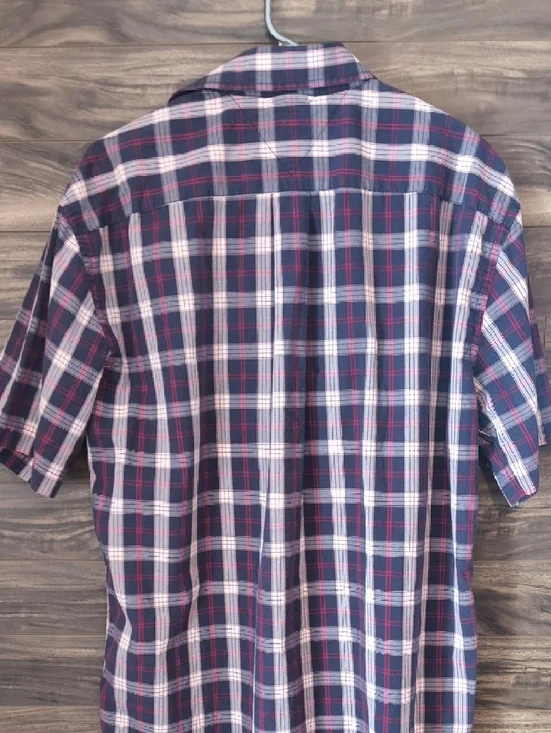 Vintage 90s / Y2K Tommy Hilfiger Plaid Short Sleeve Button Down Shirt - Large - Picture 8 of 10